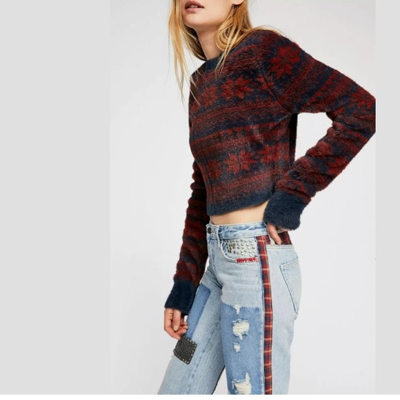 Free People We The Free Mixed Plaid Slim Flare - Picture 6 of 13